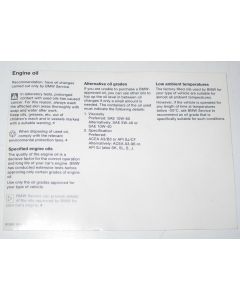 BMW Engine Oil Grade Sticker Warning Label 0156469 01410156469 Other Genuine
