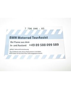 BMW Motorrad Roadside Assistance Germany Phone Label 71247706046 New Genuine