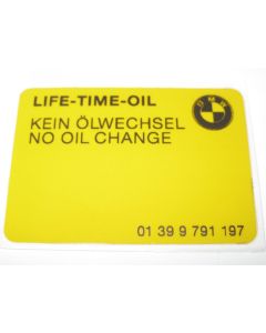BMW Differential Lifetime No Oil Change Label 9791197 01399791197 New Genuine