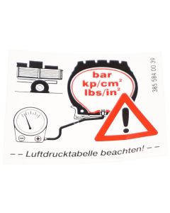 Mercedes Truck Tyre Pressure Warning Label Sticker A3855840039 New Genuine