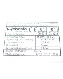 BMW E87 E90 E91 Diesel Webasto Heater Label Tag 9136416 New Genuine