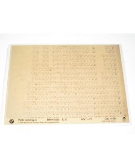 BMW E31 Parts Catalogue Microfiche 11-72 November 1990 01019782461 Used Genuine
