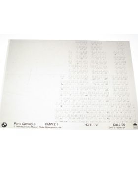 BMW Z1 Parts Catalogue Microfiche 11-72 July 1990 01019780861 Used Genuine