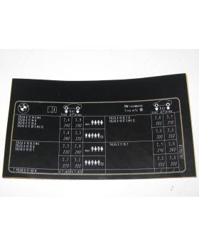 BMW E61 Tyre Pressure Chart Table Label Sticker 6790787 71246790787 New Genuine