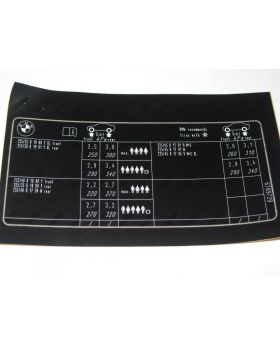 BMW E91 Tyre Pressure Chart Table Label Sticker 6789729 71246789729 New Genuine