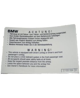 BMW Airbag Warning Sign Notice Label Sticker 2122334 71212122334 New Genuine