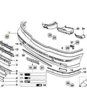 BMW E39 Bare Front Bumper Biarritz Blue Met. 9069172 Used Genuine