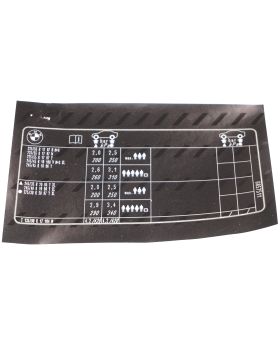 BMW F11 4-Cyl Tyre Pressure Chart Table Label Sticker 71246857511 New Genuine