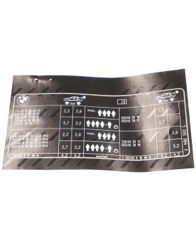 BMW E46 Tyre Pressure Table Chart Label Sticker 71211095984 New Genuine