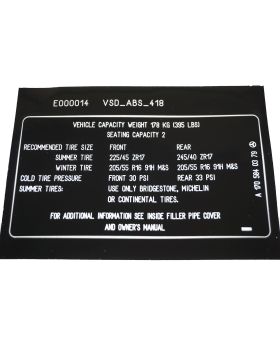 Mercedes R170 Tyre Pressure Table Chart Label Sticker A1705840379 New Genuine