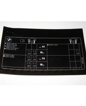 BMW E89 Z4 35i Tyre Pressure Chart Table Label Sticker 71246854484 New Genuine