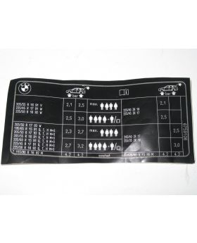 BMW E46 318i Touring Tyre Pressure Chart Table Label 71246759106 New Genuine