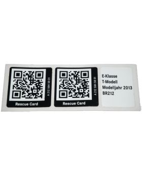 Mercedes W212 Breakdown Rescue QR Barcode Label Sticker A2125845801 New Genuine