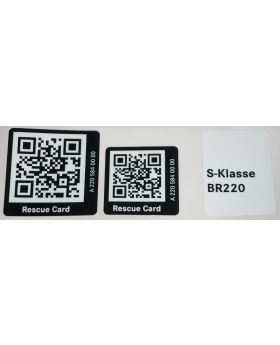 Mercedes W220 Breakdown Rescue QR Barcode Label Sticker A2205840000 New Genuine