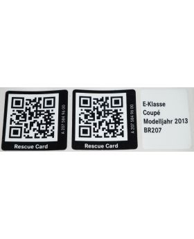 Mercedes C207 Breakdown Rescue QR Barcode Label Sticker A2075849600 New Genuine