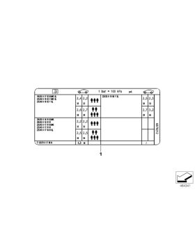 MINI F56 Cooper Tyre Pressure Table Chart Label Sticker 71246890439 New Genuine