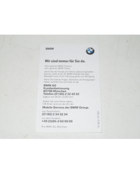 BMW Mobile Service Information Card German 0157901 New Genuine