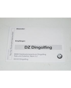 BMW Workshop Returns Request Stick On Label 01309786297 New Genuine